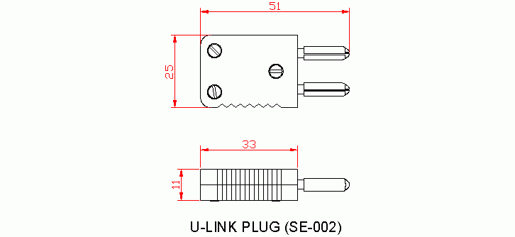 Dimensional drawing for SM002 U-link Plug Assembly