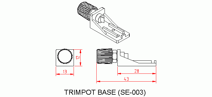 Dimensional drawing for SM003 Trimpot Base