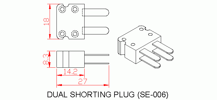 Dimensional drawing for SM006 Dual Shorting Plug