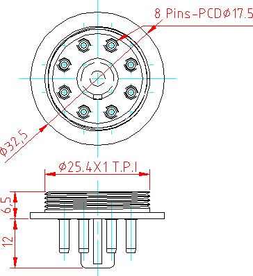 Dimensional drawing for SM050 PM-8 Pin Connector