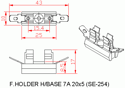 Dimensional drawing for SM254 H/Base 7A