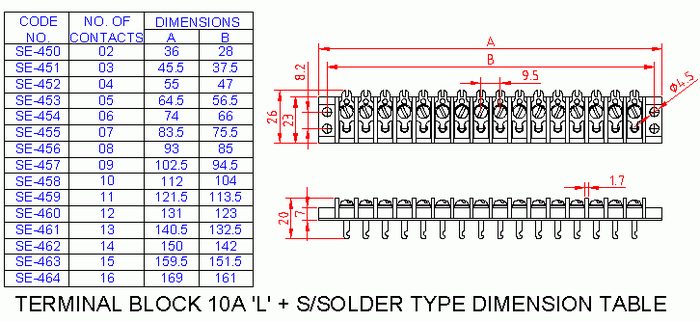 SM474 Terminal Block Double Solder Z Type 10A 6 Way