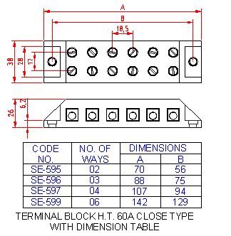 SM596 Terminal Block Close Type HT 60A 3 Way